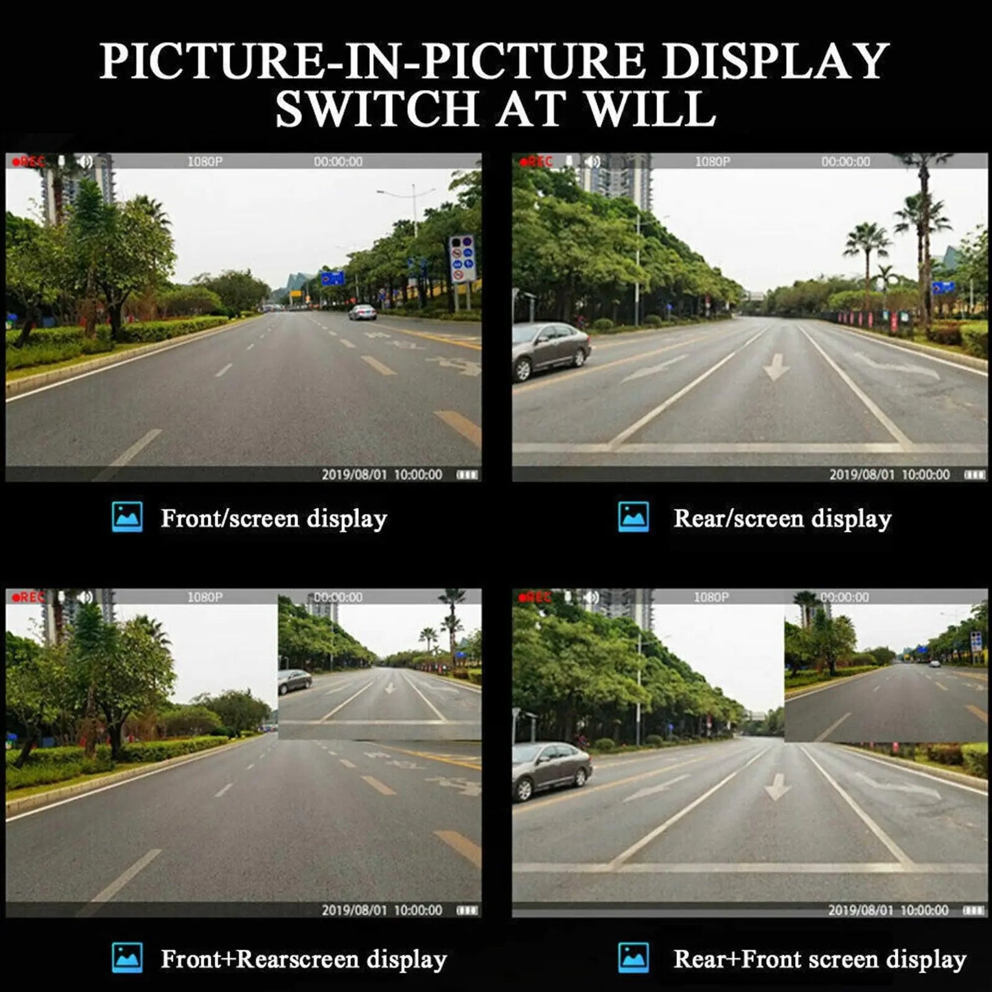 Mirror Car DVR Dual Dash Cam Camera Front Rear Video Recorder 1080P HD Rearview