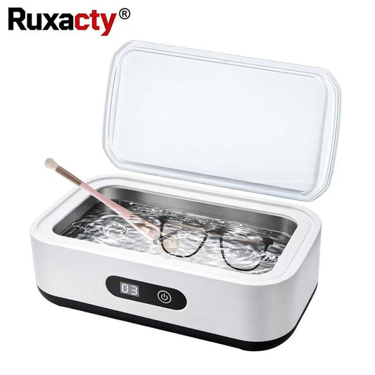 Ruxacty Ultrasonic Cleaner Machine 304 Stainless Steel Tank Sonic Cleaning Device for Eyeglasses Rings Watch Bands Dentures Retainers Coins Makeup Tools and Small Metal Parts Home and Travel Use