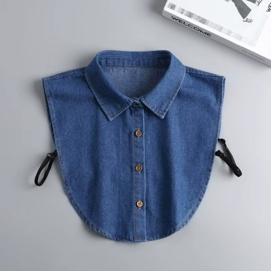 Korean Denim Shirt Fake Collar for Sweater Hoodie Half Shirt Detachable Collar Decorative Womens Neckwear Fuax Cols